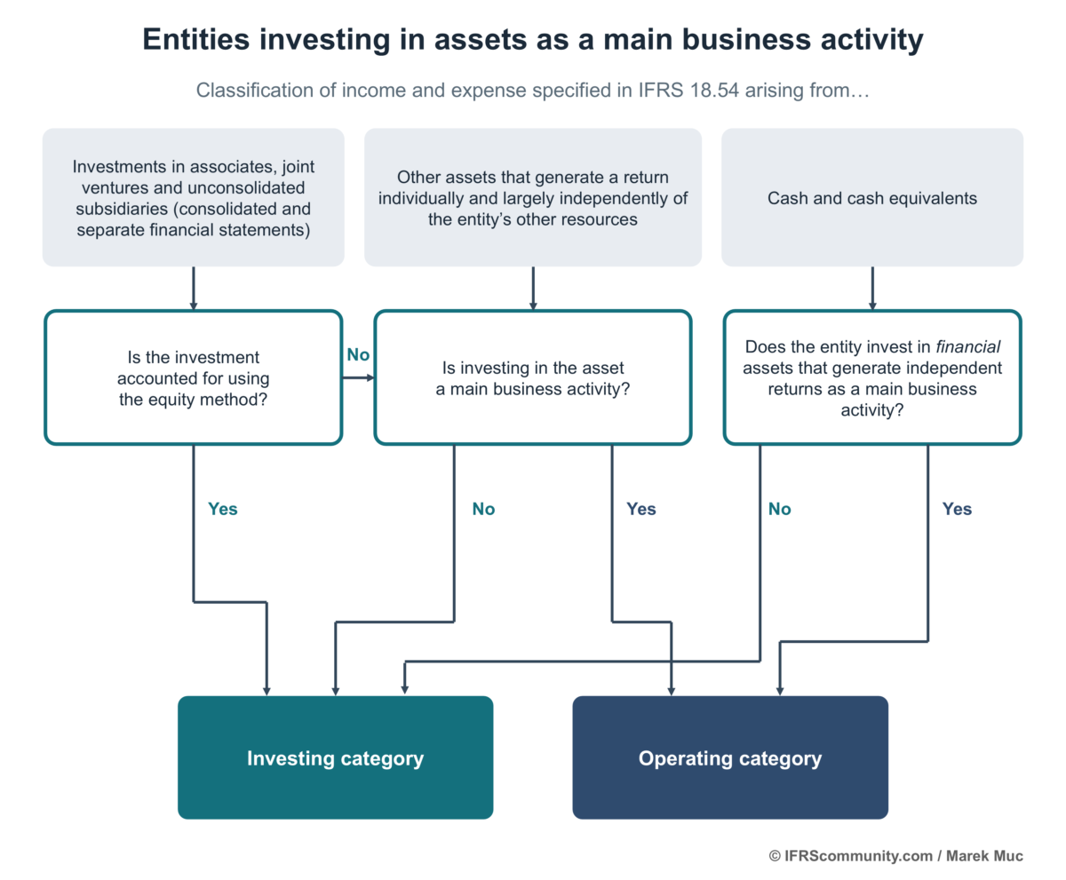 Classification of income and expenses by entities investing in assets as a main business activity